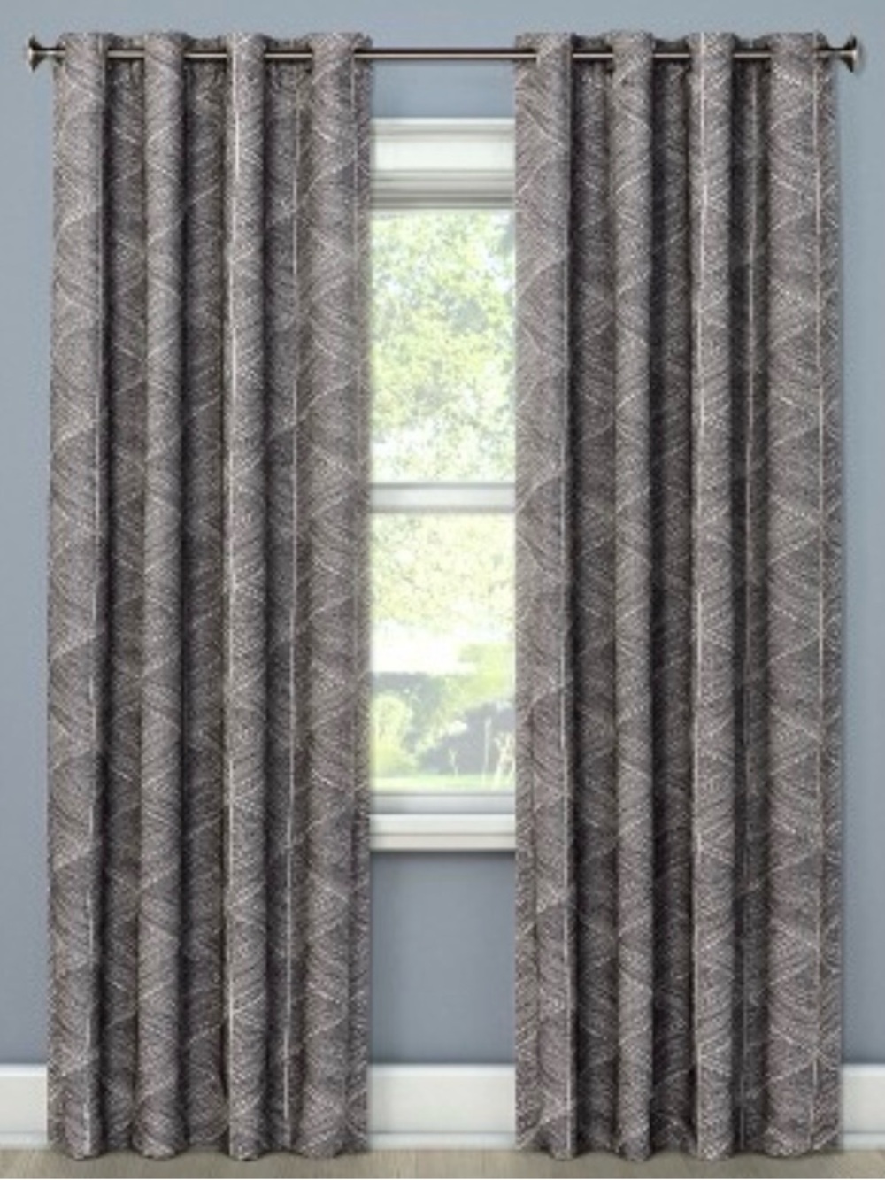 Project 62Gray Modern Stroke Blackout Curtain Panels 50x84 Grommet Top- 2 PANELS